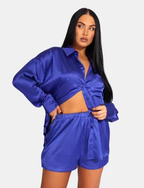 Oversized Satin Shirt Purple