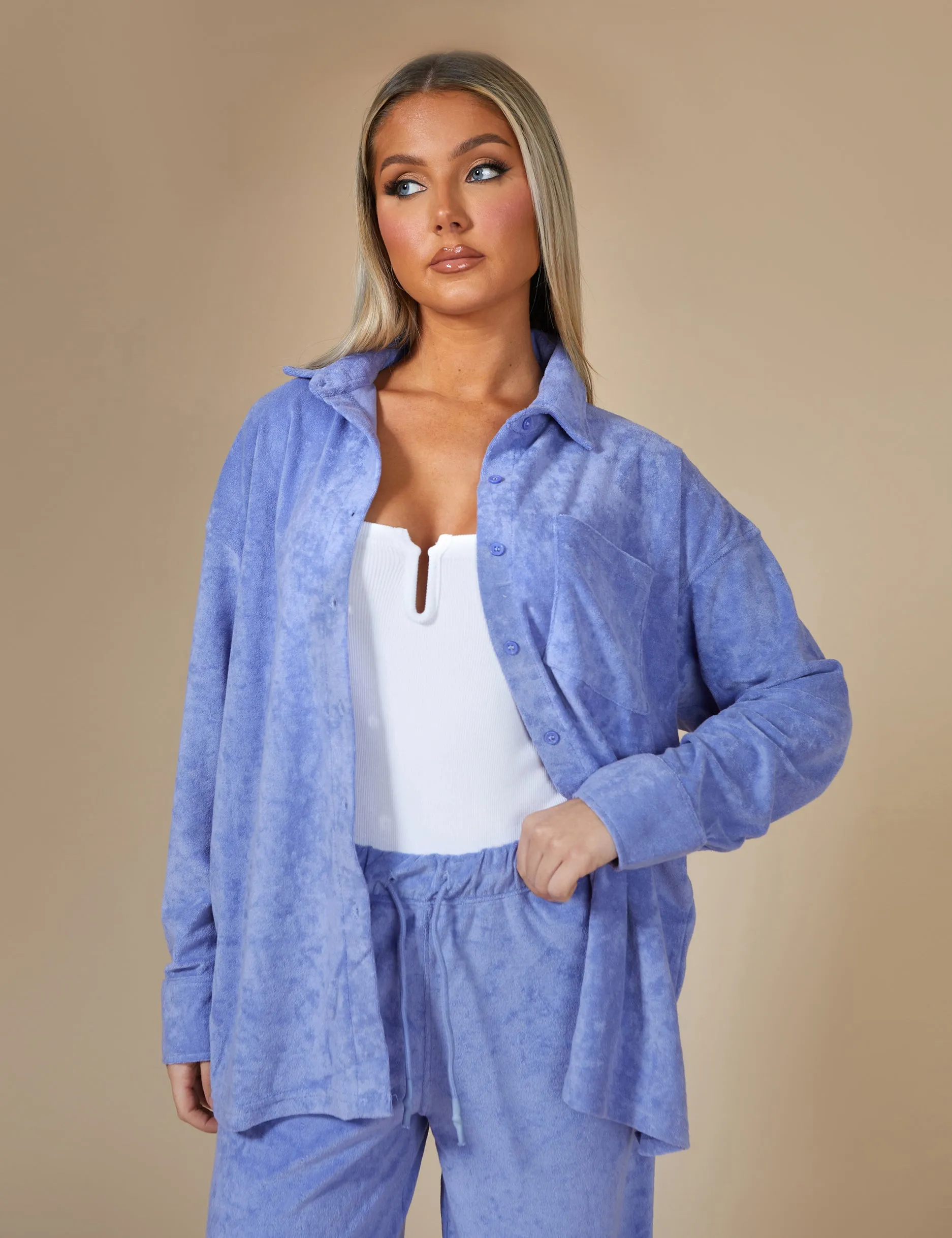 Oversized Towelling Shirt Purple