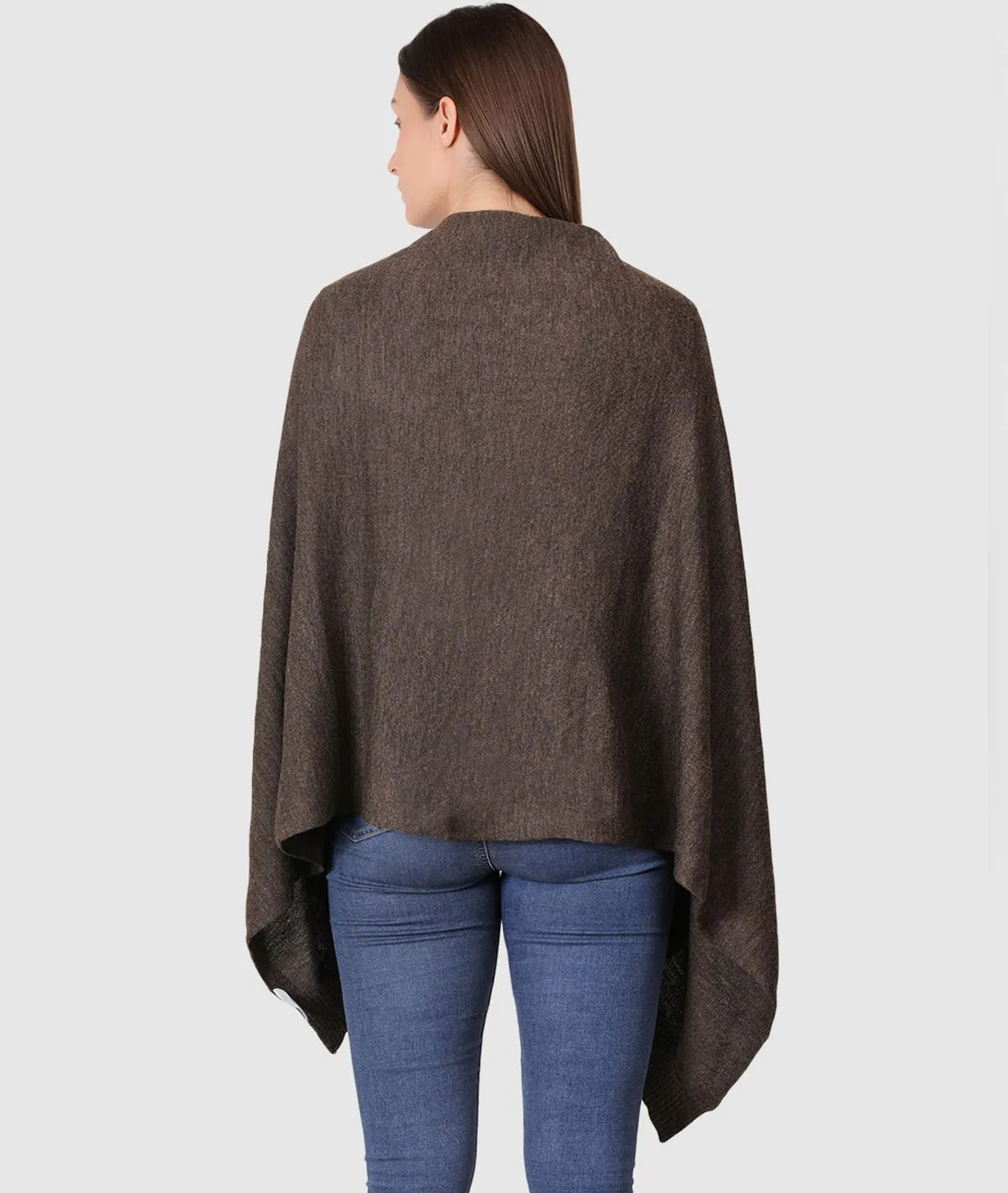 Palma Merino Wool Knitted Fashion Poncho / Cape for Everyday Chic Look (This Size Fits Most) (Dark  Brown)