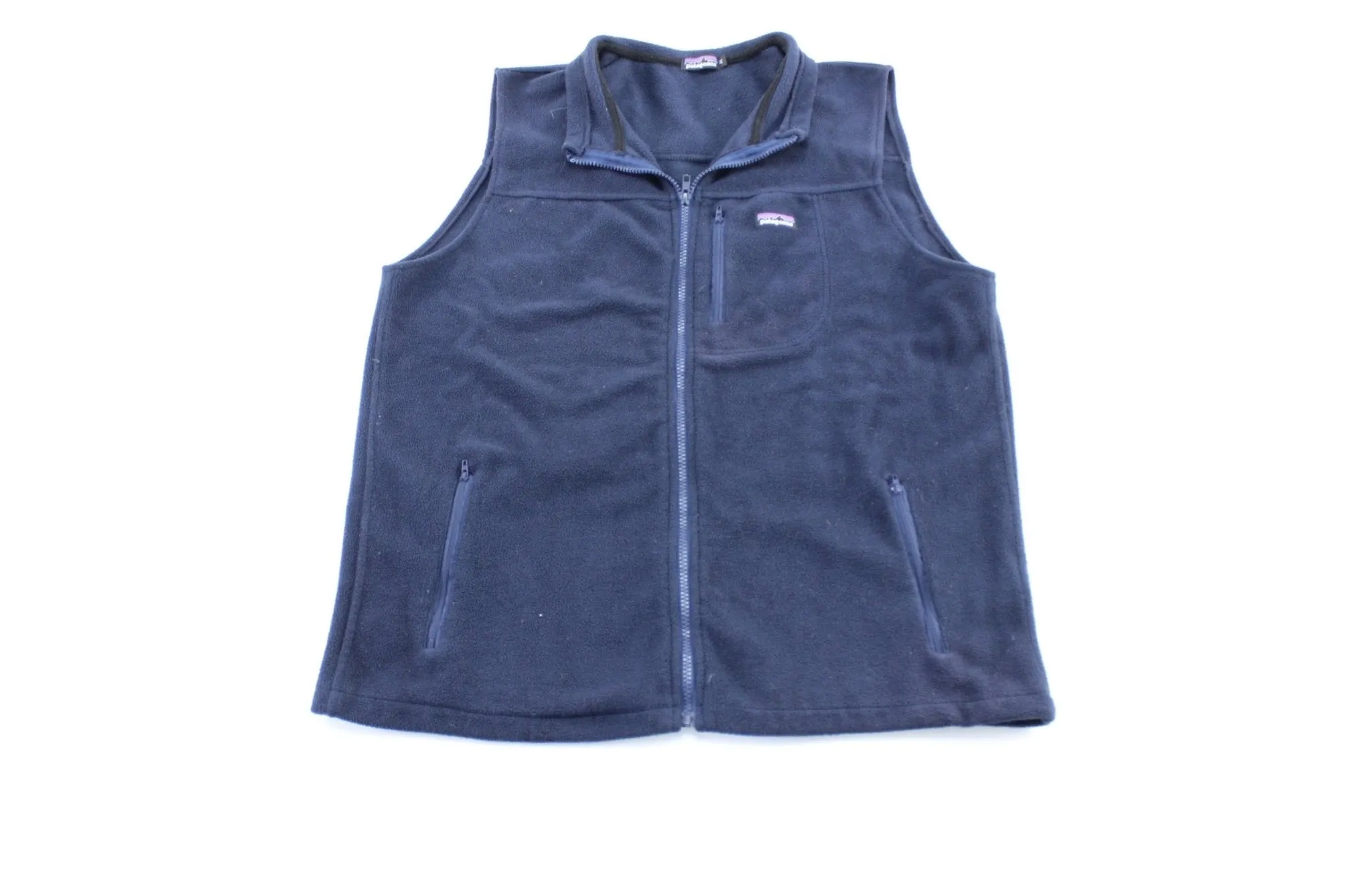 Patagonia Logo Patch Blue Fleece Zip Up Vest