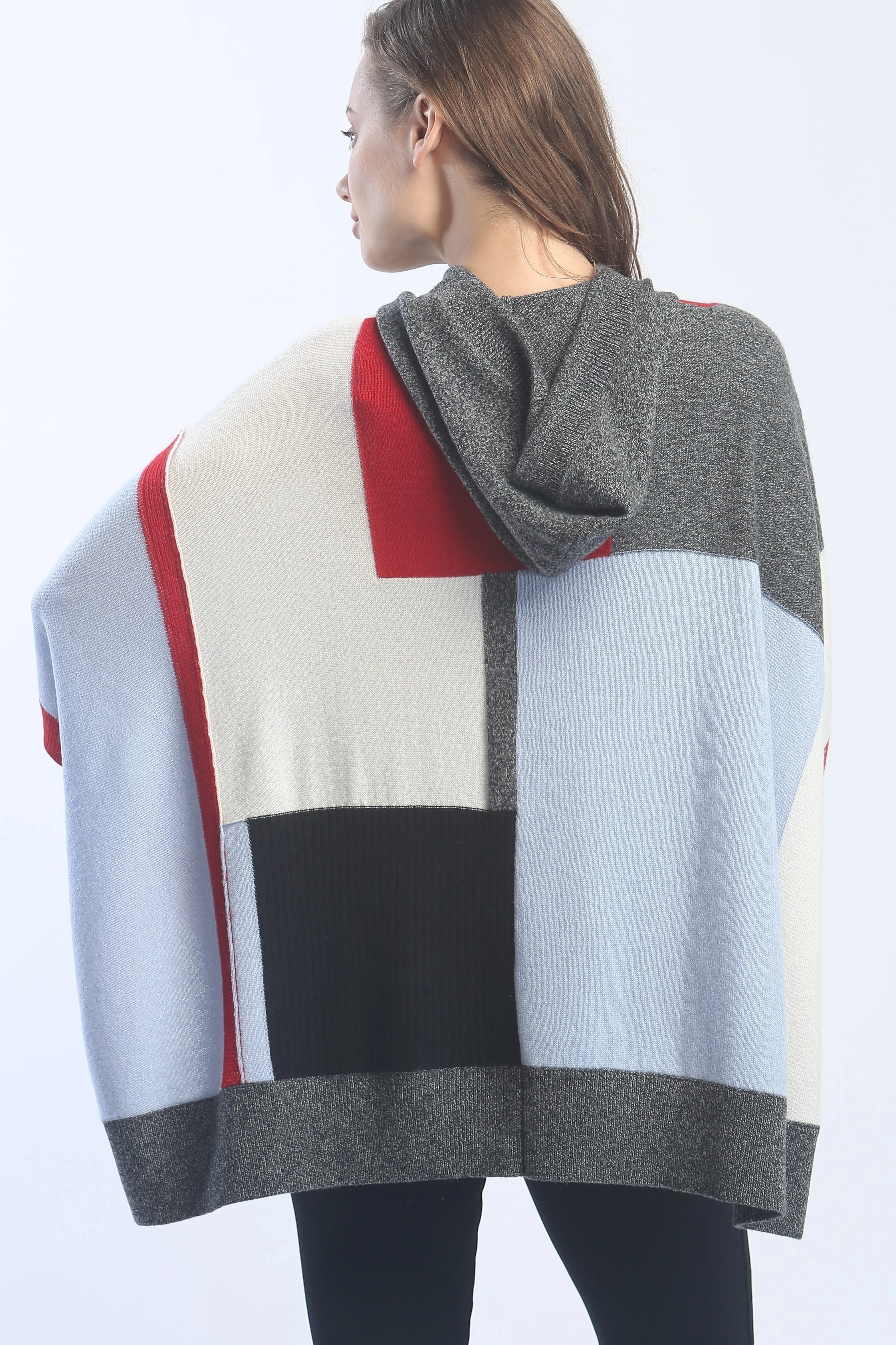 Patchwork Hooded Poncho