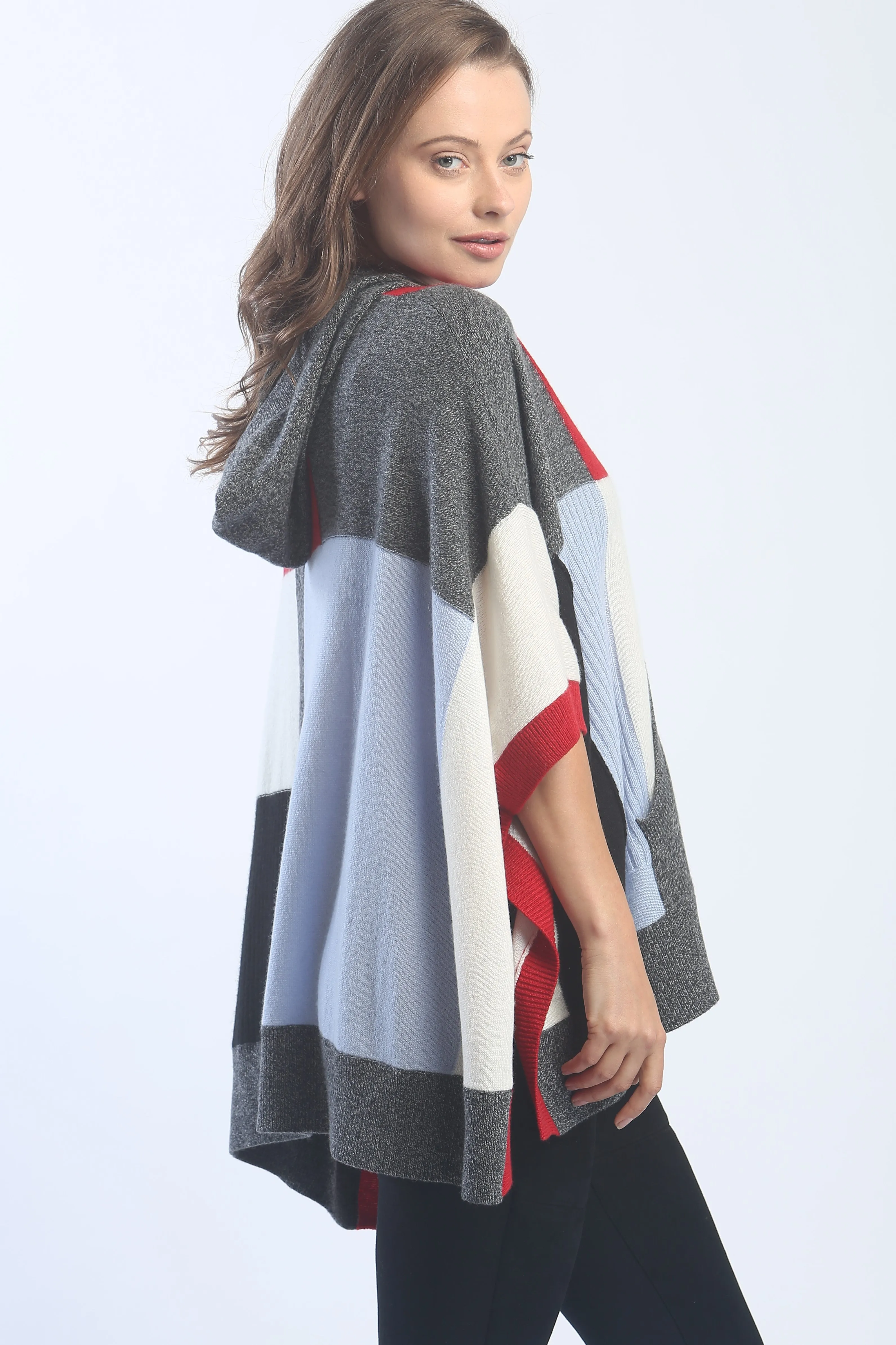 Patchwork Hooded Poncho