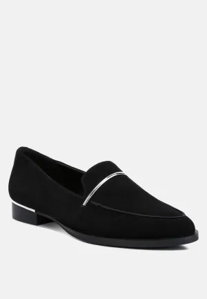 PAULINA Black Suede Leather Loafers