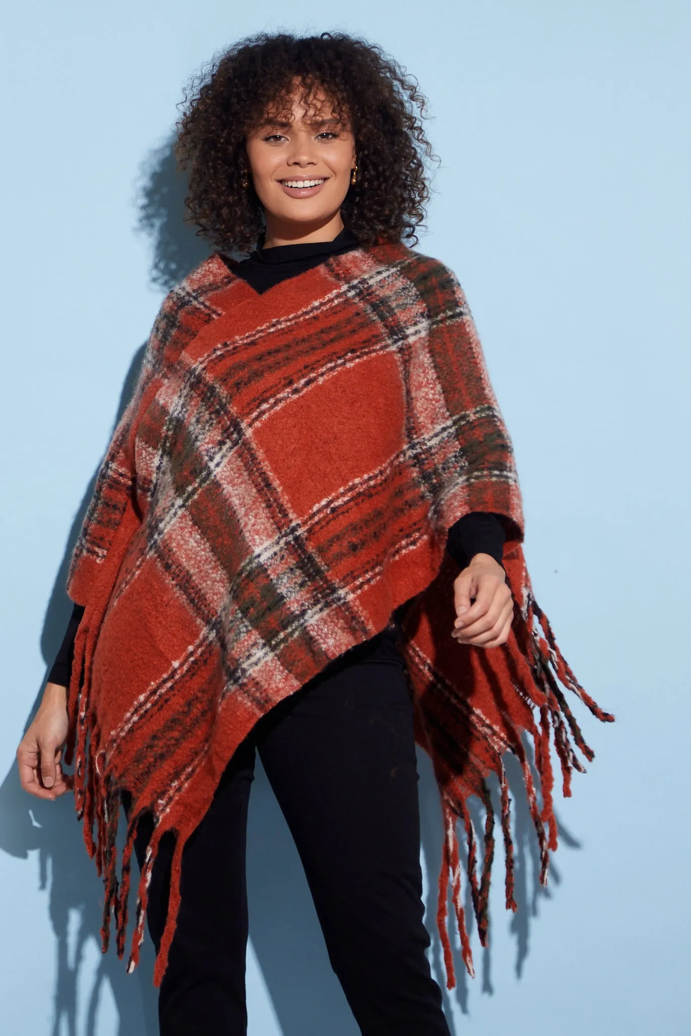 Payton Super Soft Poncho - Rust