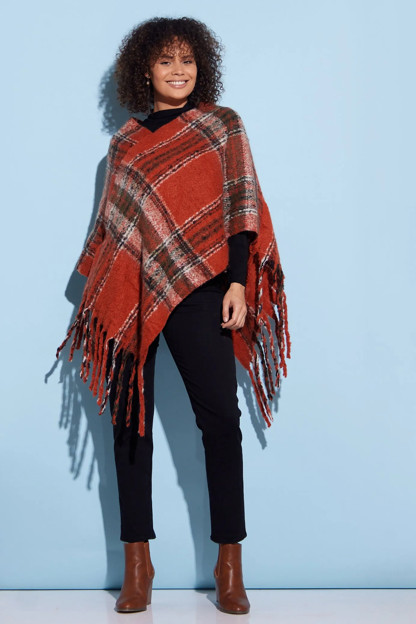 Payton Super Soft Poncho - Rust