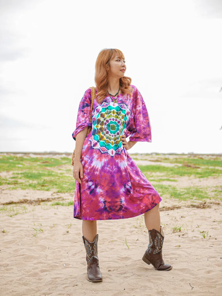 Peace Blossom Hippie Oversized Cotton Tunic Shirt Dress