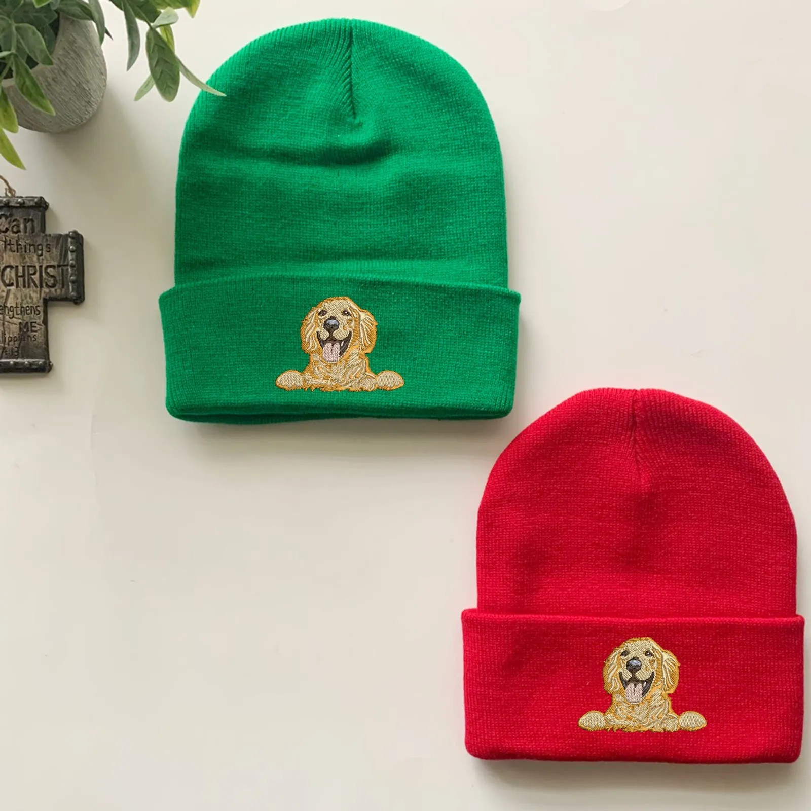 Personalized Golden Retriever Dog Embroidered Beanies, Custom Beanie, Embroidery Cap, Winter Hat , Winter cap, Cuffed Beanie