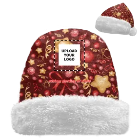 Personalized Santa Beanie Hat, Custom Xmas Fashion Hat, Corporate Swag Hat