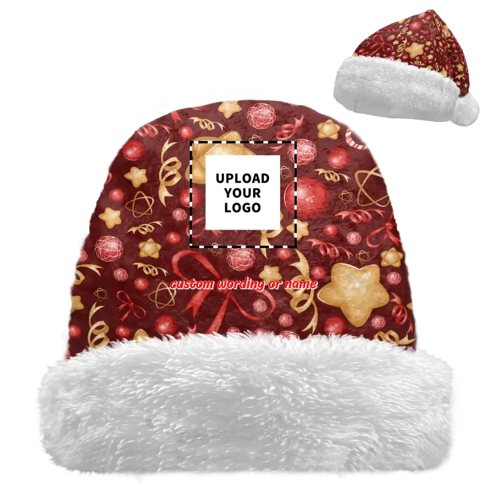 Personalized Santa Beanie Hat, Custom Xmas Fashion Hat, Corporate Swag Hat