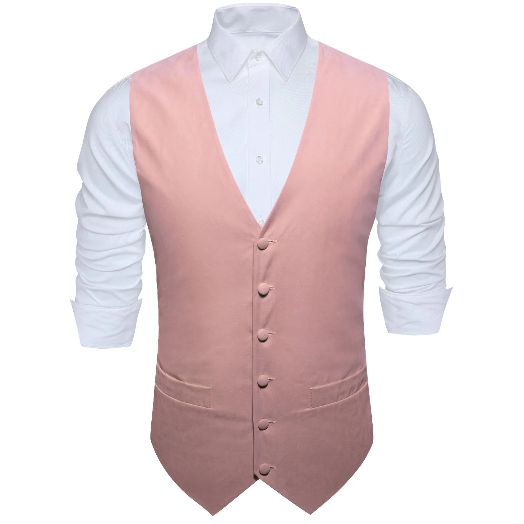 Pink Solid Splicing Jacquard Men's Vest