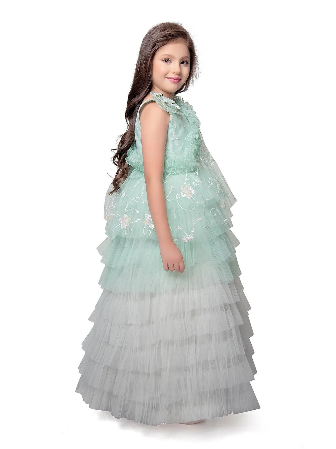 Pista Coloured Trendy Separate Poncho Style Gown For Girls