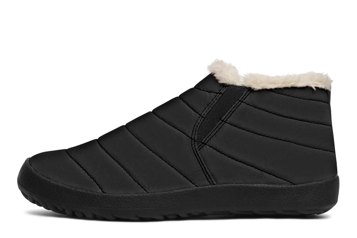 Pitch Black Winter Sneakers - Warm & Easy Slip-On Shoes Lined with Vegan Wool with Anti-Slip Soles