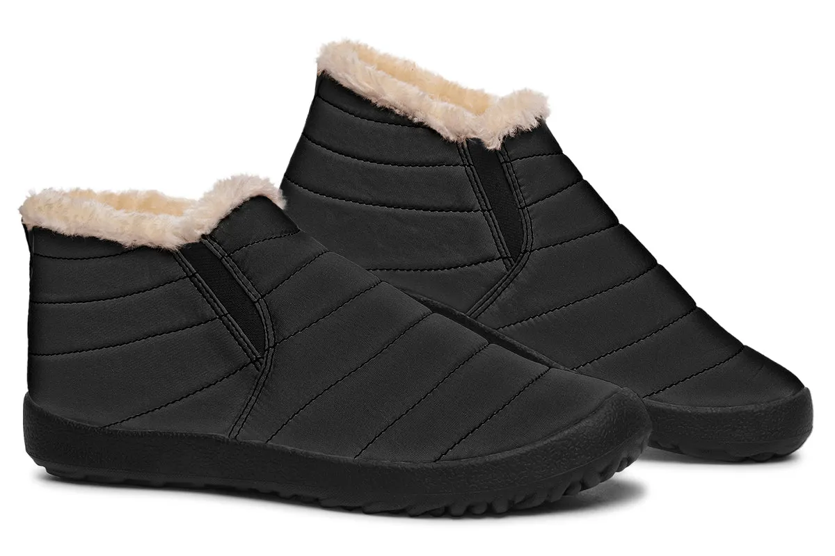 Pitch Black Winter Sneakers - Warm & Easy Slip-On Shoes Lined with Vegan Wool with Anti-Slip Soles