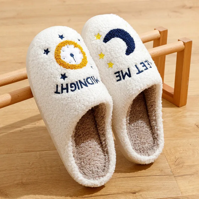 Plush Moon and Star Indoor Slippers