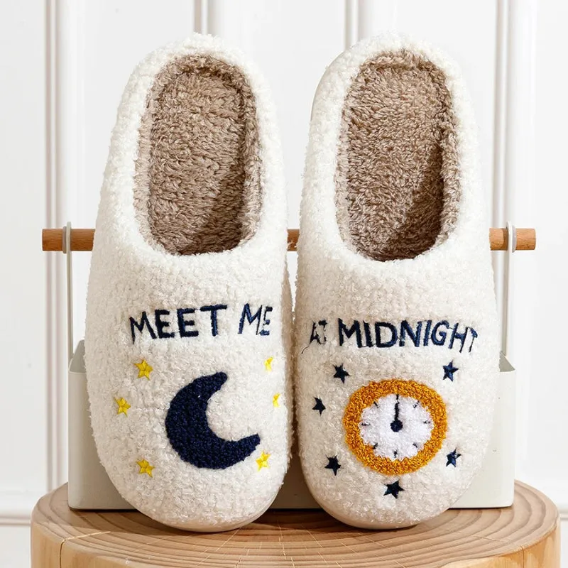 Plush Moon and Star Indoor Slippers