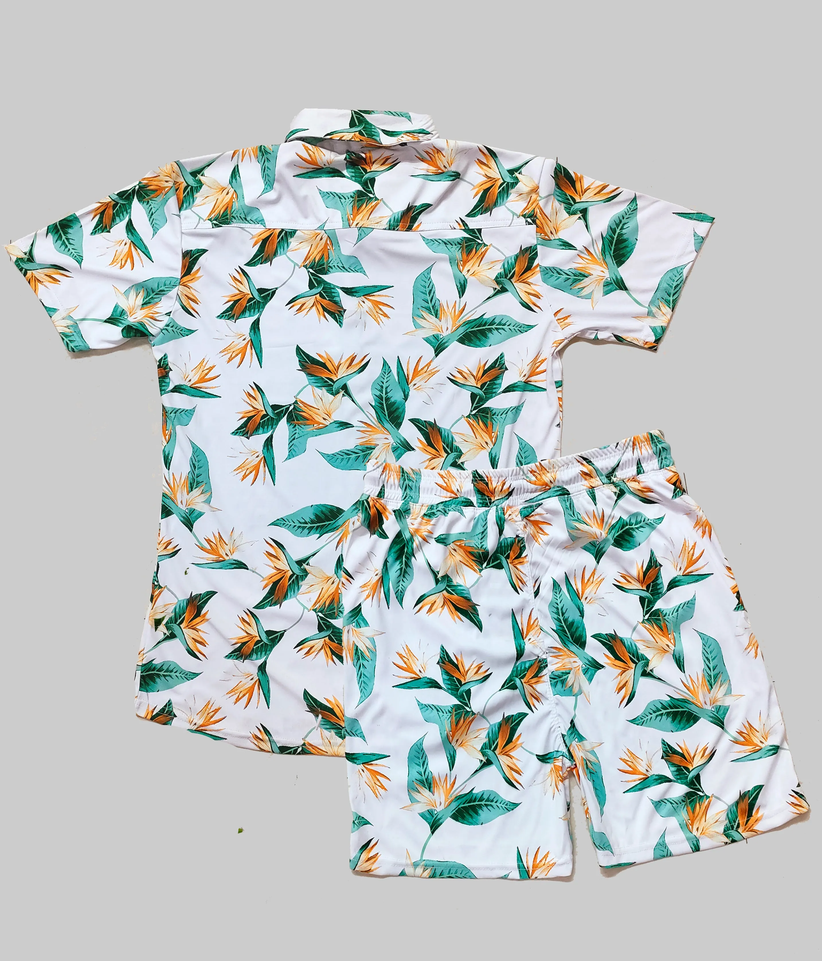 Printed Men Co-ord Set  (White::Green)