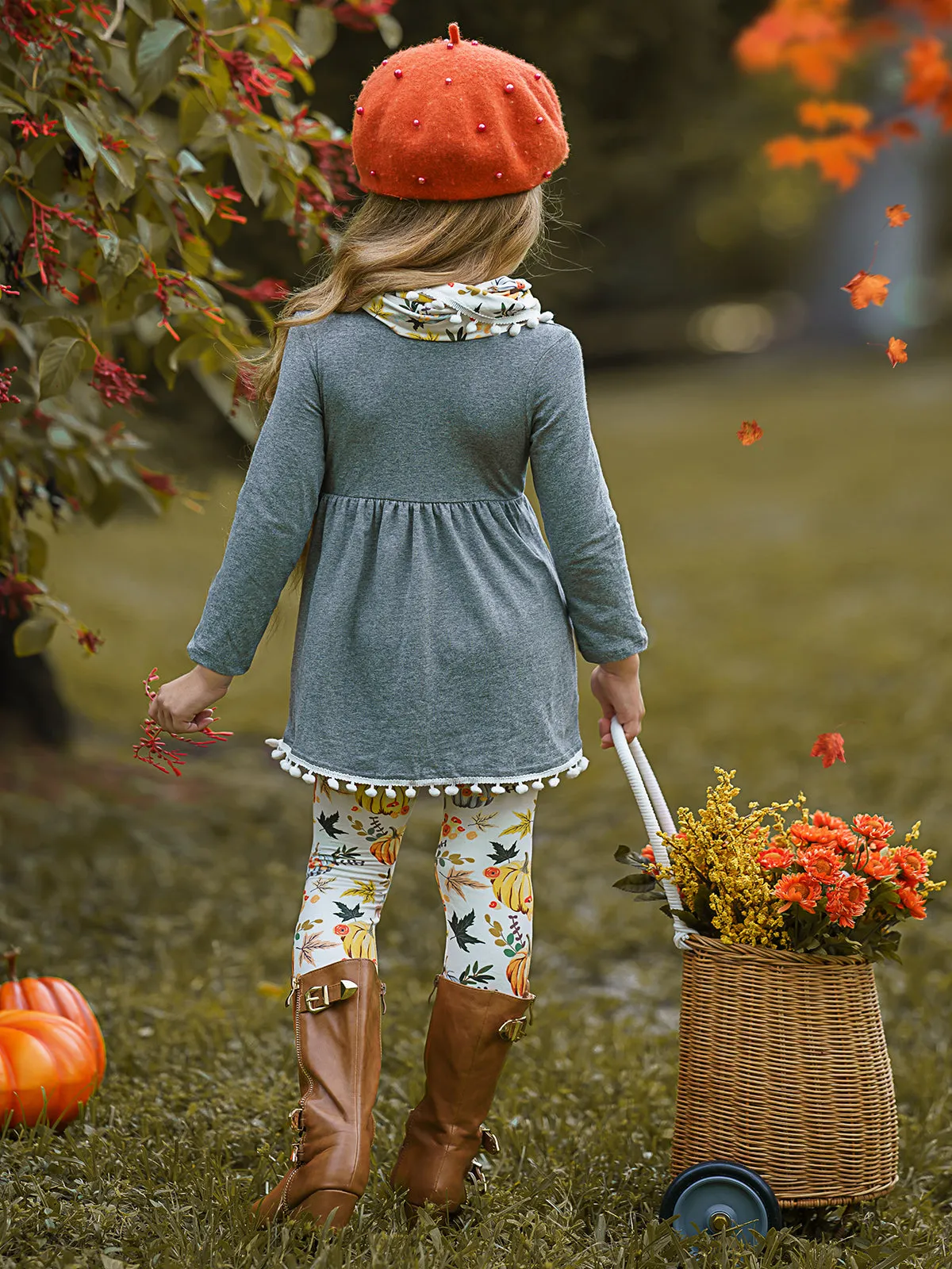 Pumpkin Picking Tunic, Legging and Scarf Set