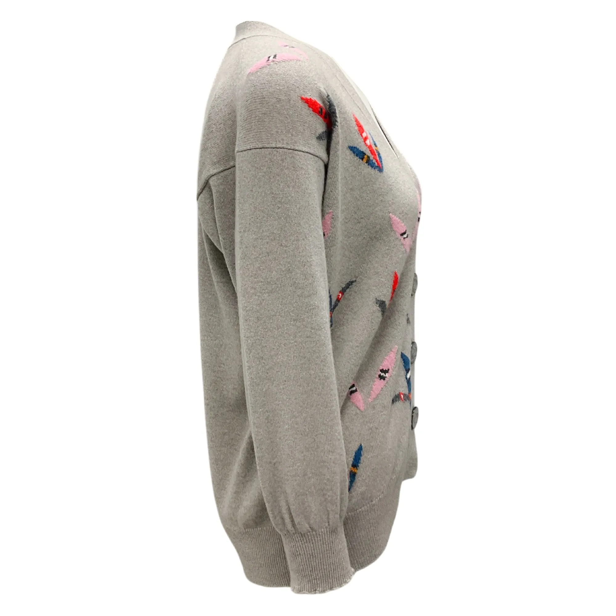 Queene and Belle Grey Multi Cashmere Knit Cardigan Sweater