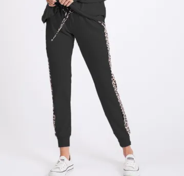 "Charlie" Joggers with Animal Print Trim