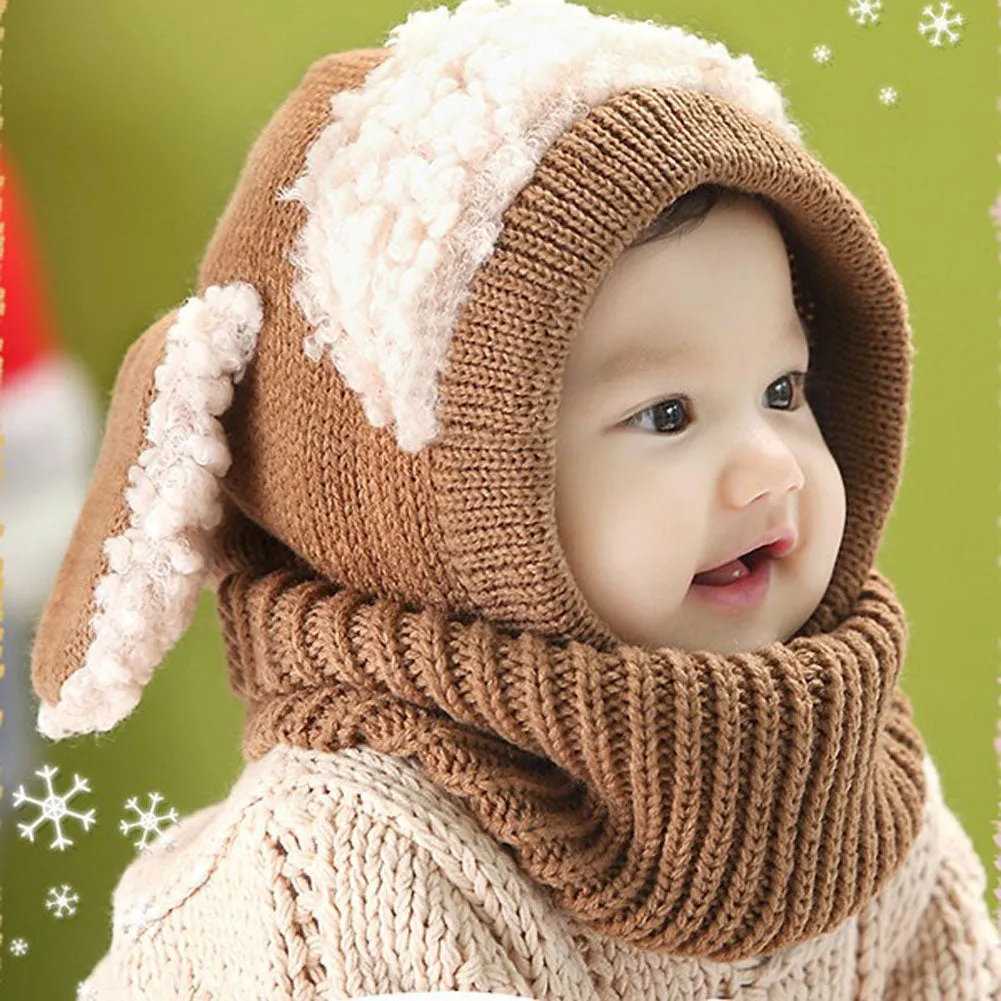 Rabbit Ear Knitted Scarf Set