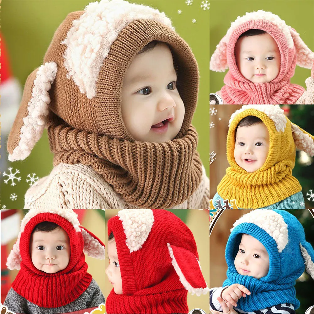 Rabbit Ear Knitted Scarf Set