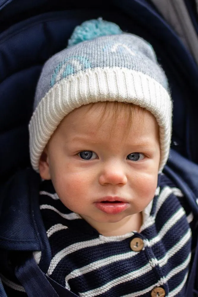 Rainbow Beanie Grey and Blue