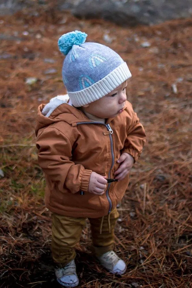 Rainbow Beanie Grey and Blue