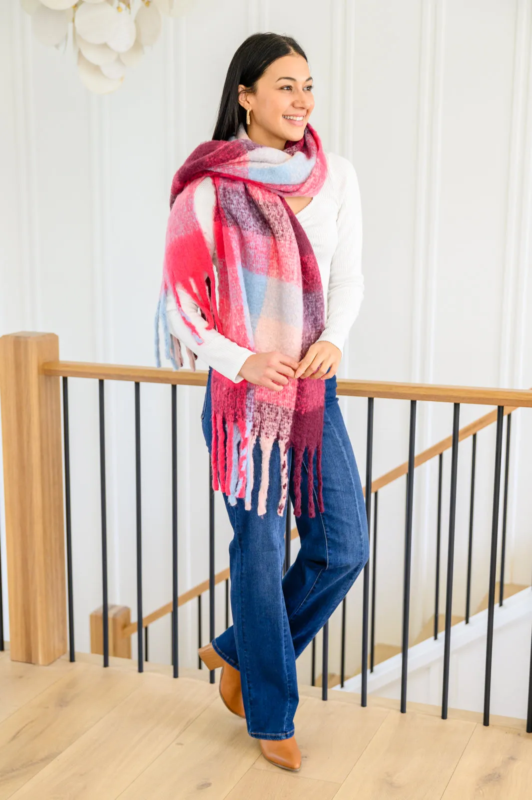 Ready For Anything Scarf In Hot Pink Mix