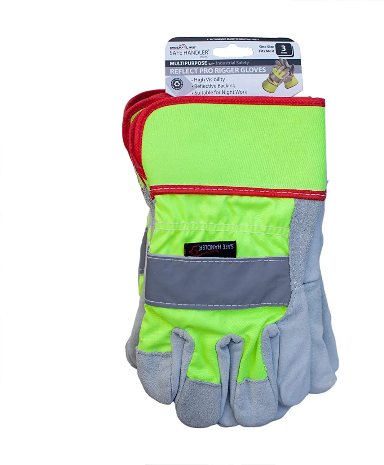 Reflect Pro Rigger Gloves, High Visibility, Split Leather, OSFM