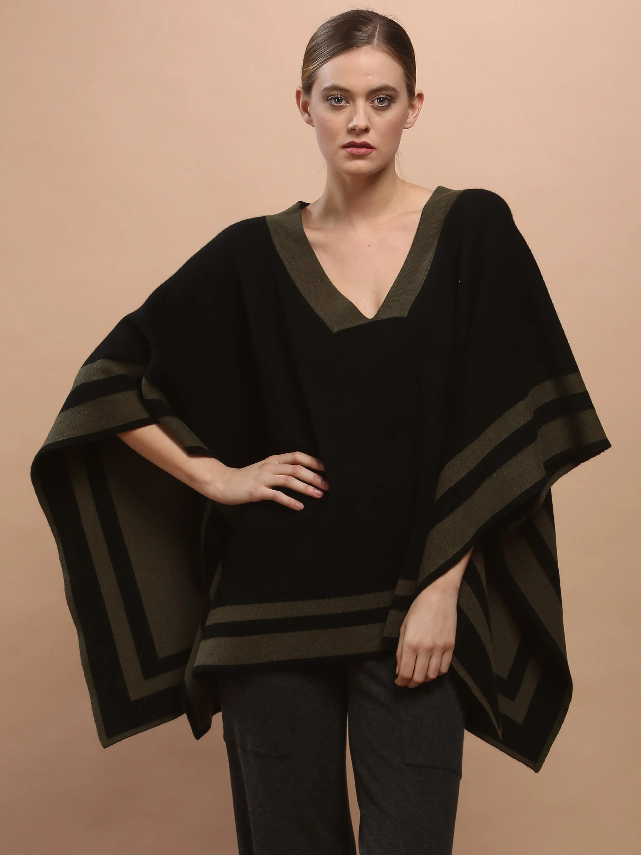 Reversible V Neck Poncho