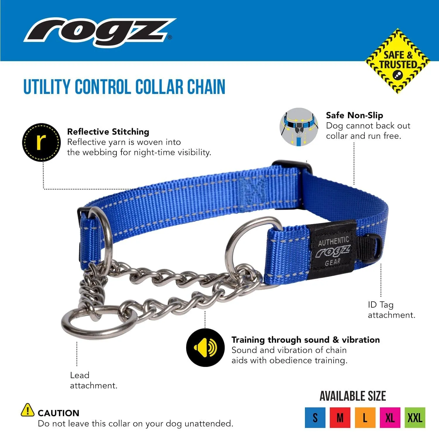 Rogz Obedience Half Check Chain Dog Collar