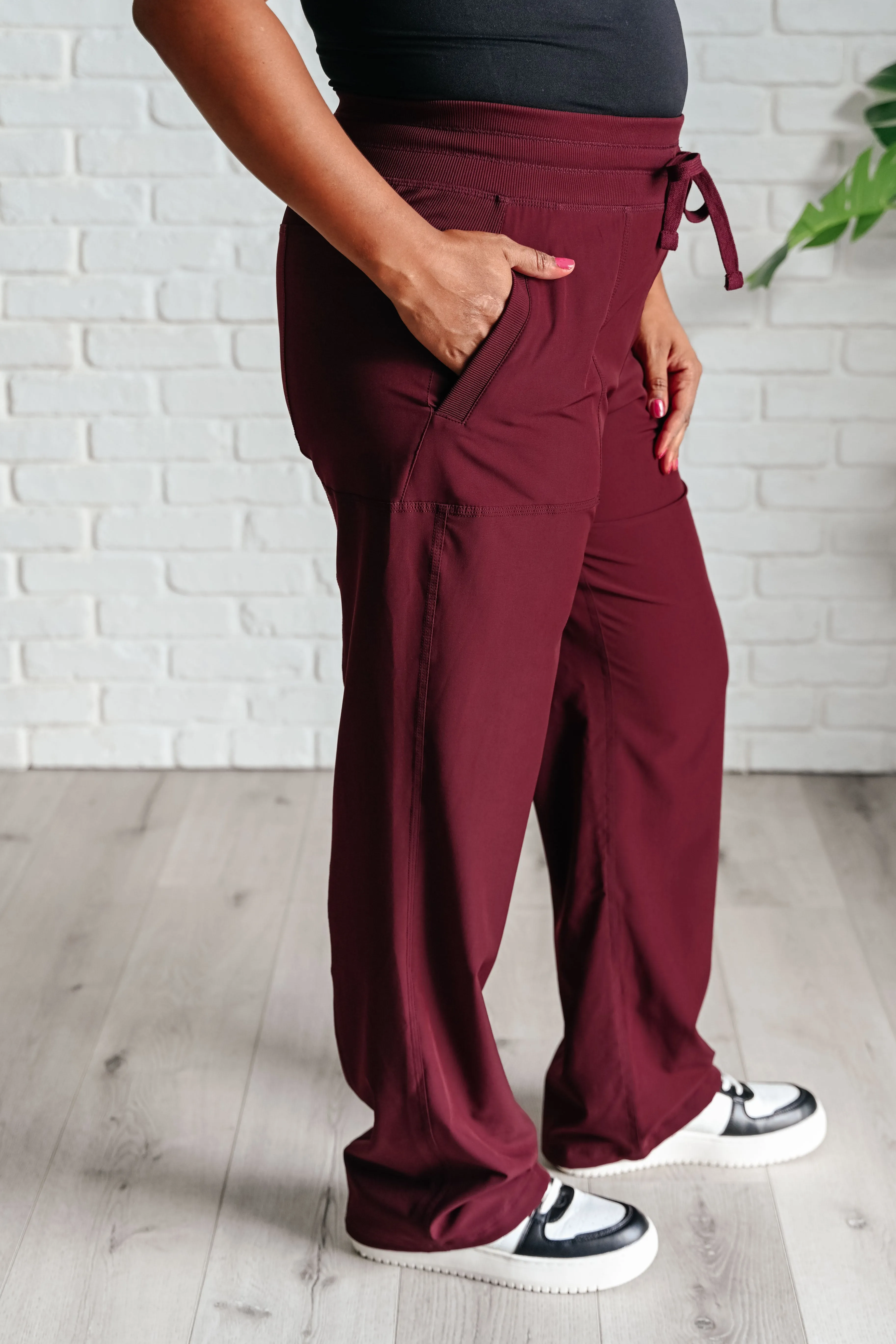 Runner's High Drawstring Joggers in Red Merlot - 10/28