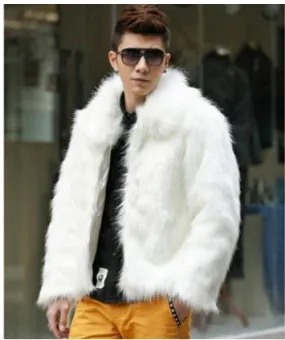 S/6Xl Mens Casual Imitation Fur Jackts White/Black/Brown Faux Fur Jackets Winter Autumn Large Size Male Fake Fur Coats K745