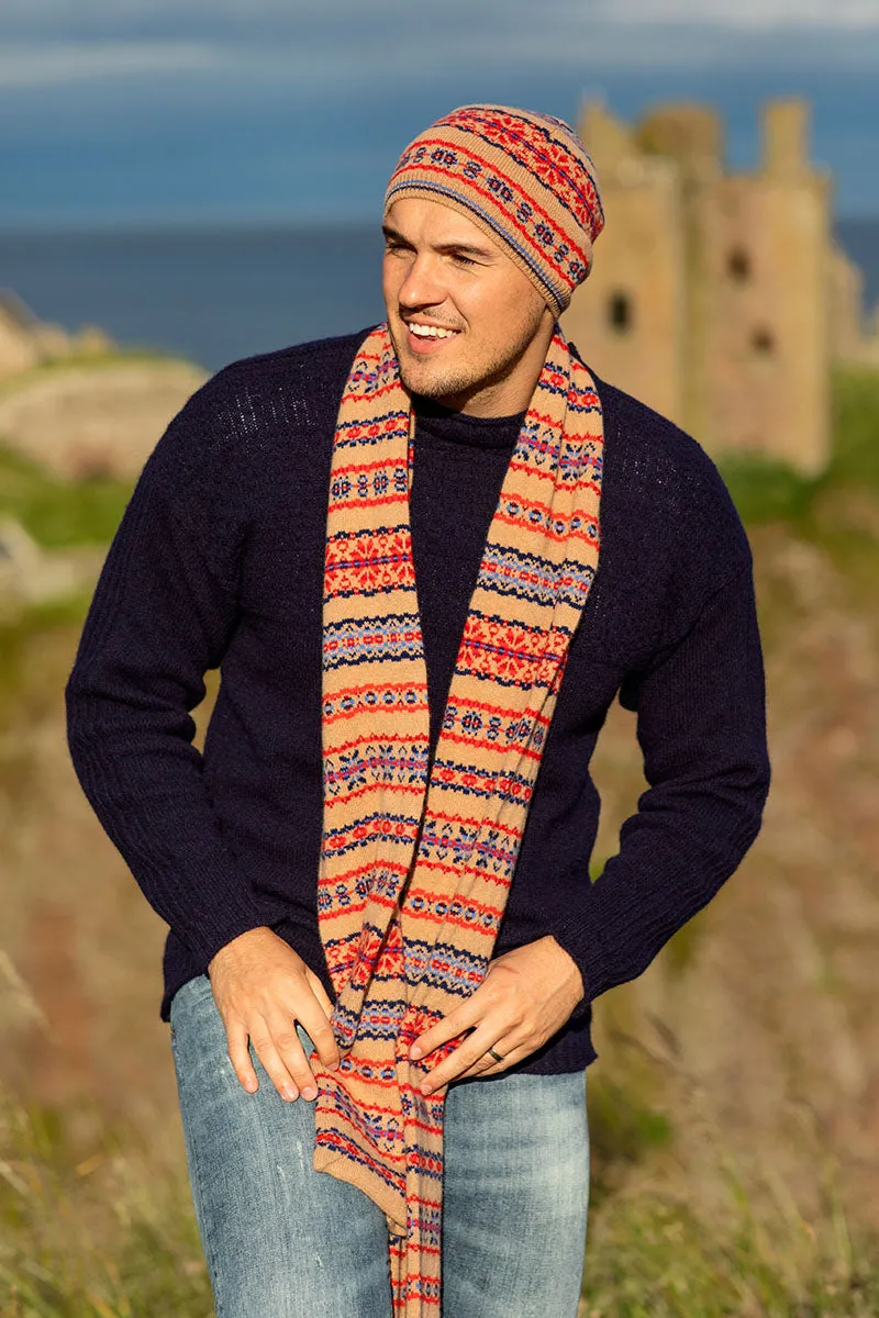 Scalloway Fair isle scarf - Camel