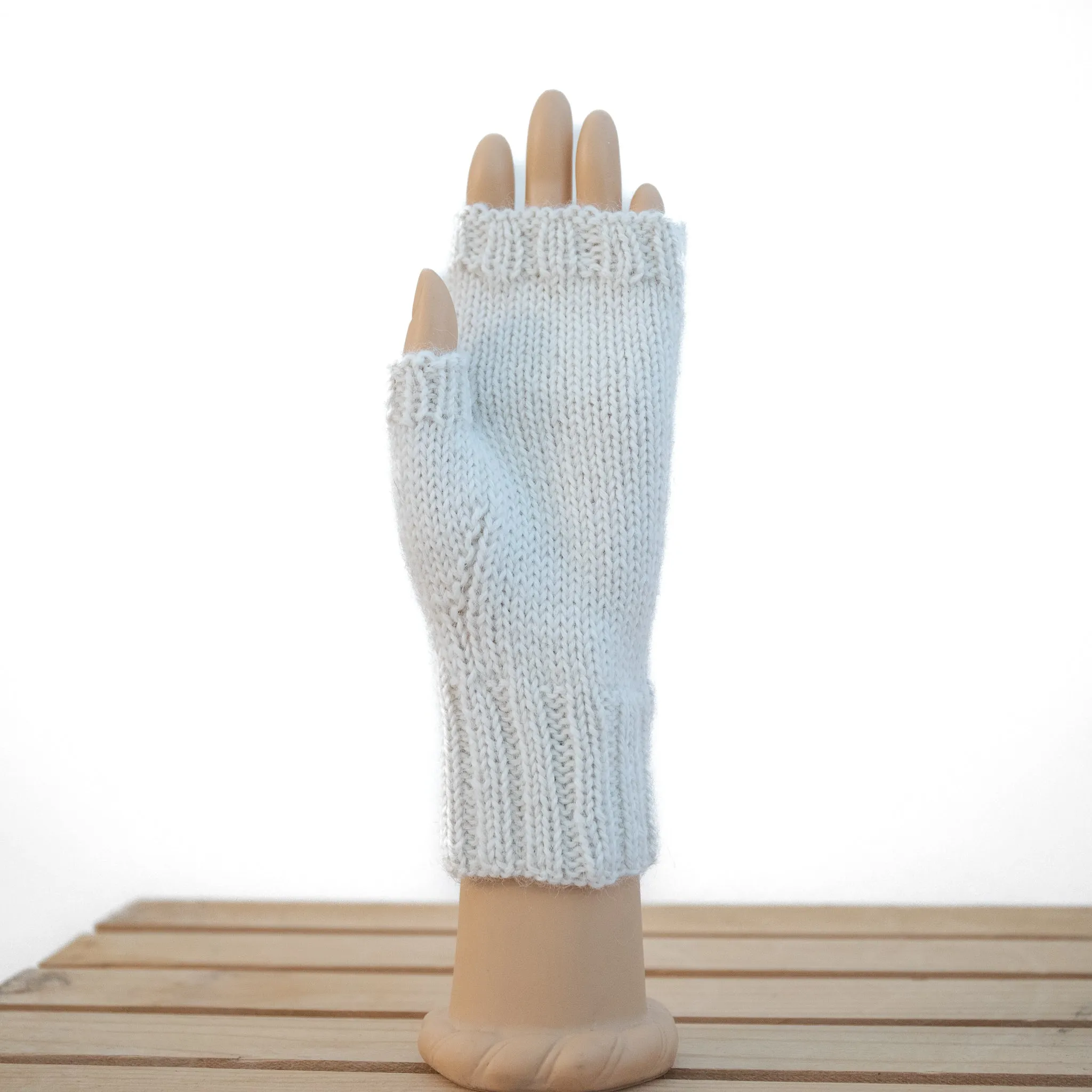 Shadow Cable Fingerless Alpaca Gloves