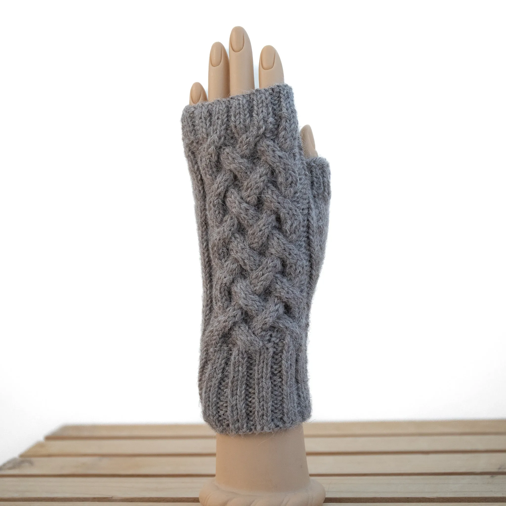 Shadow Cable Fingerless Alpaca Gloves