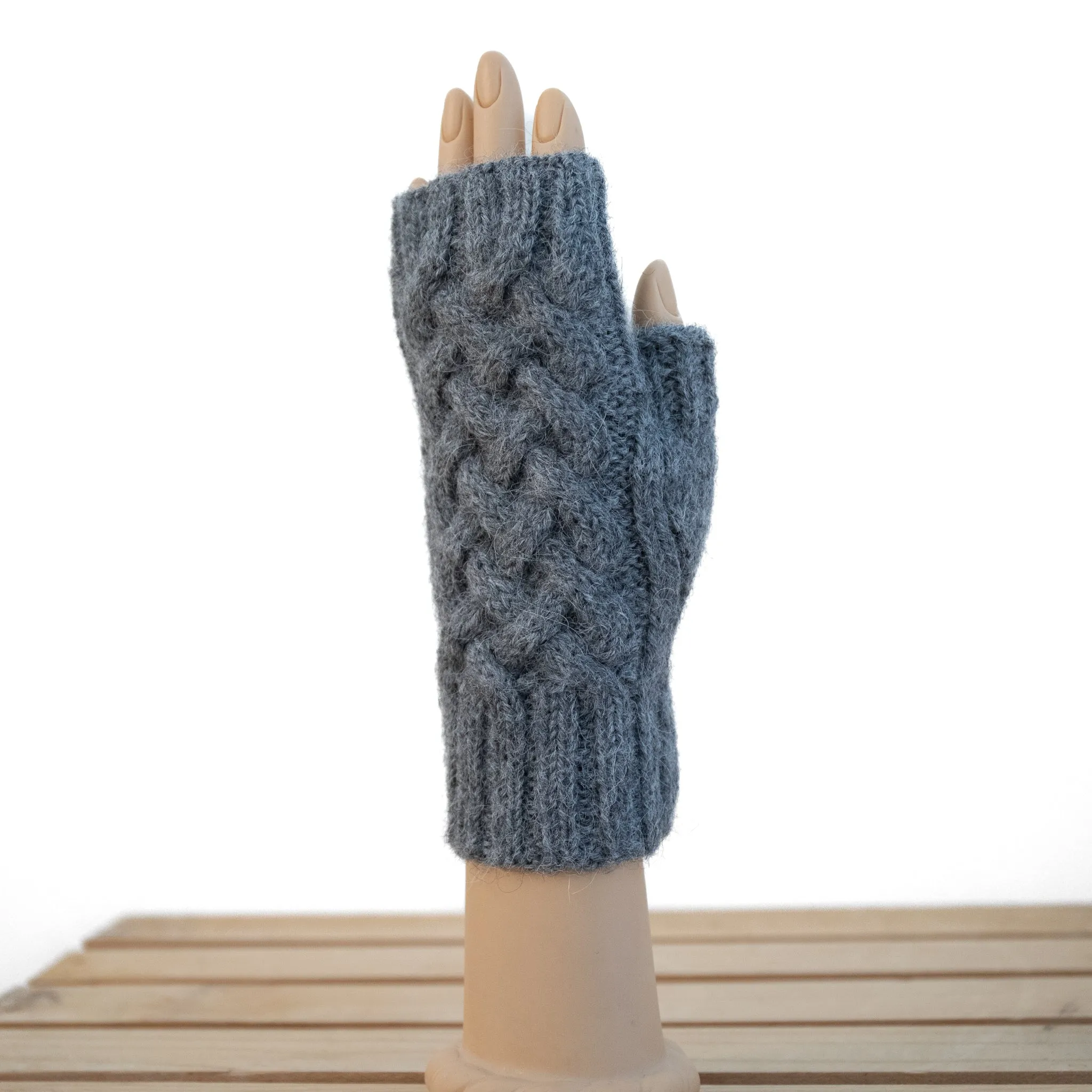 Shadow Cable Fingerless Alpaca Gloves