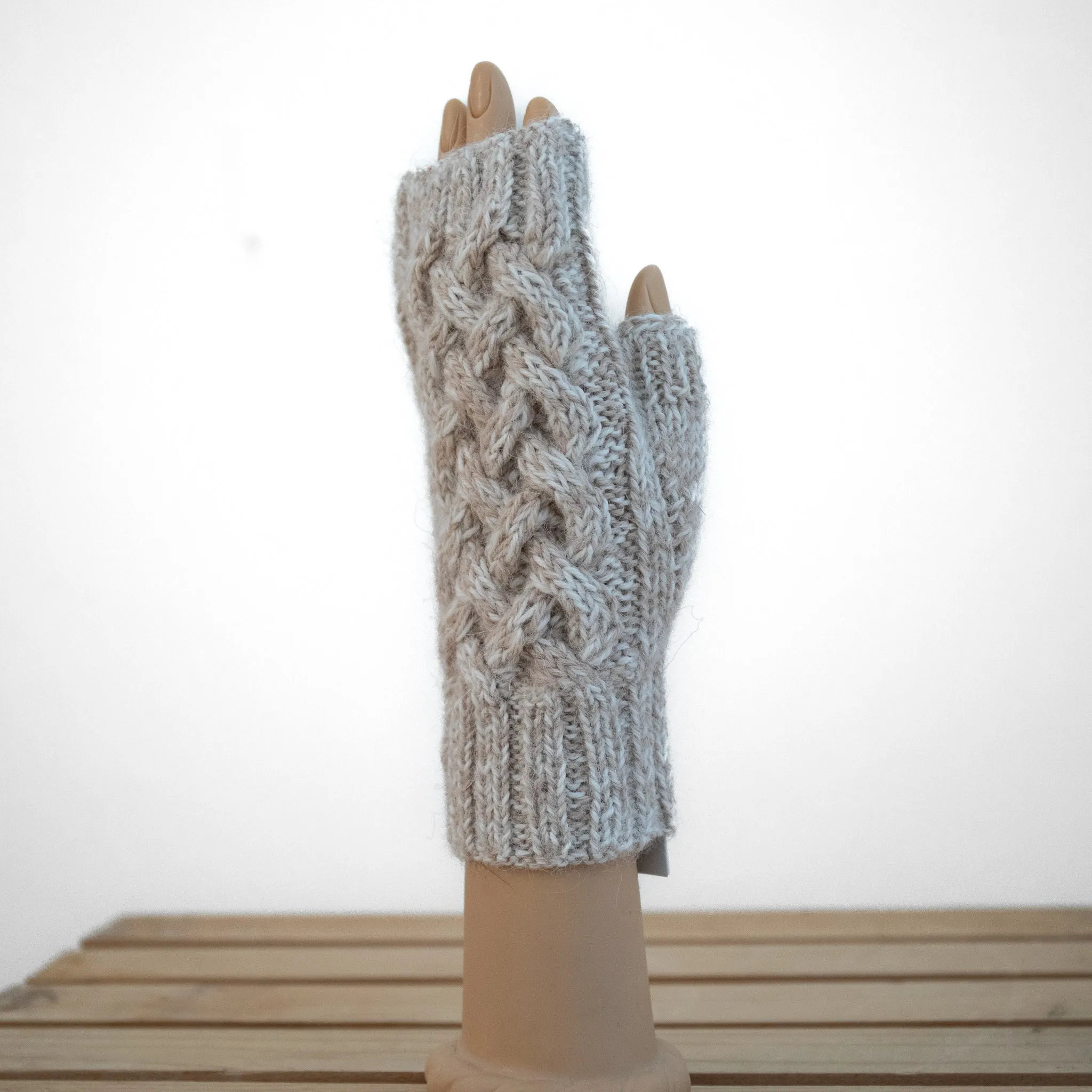 Shadow Cable Fingerless Alpaca Gloves