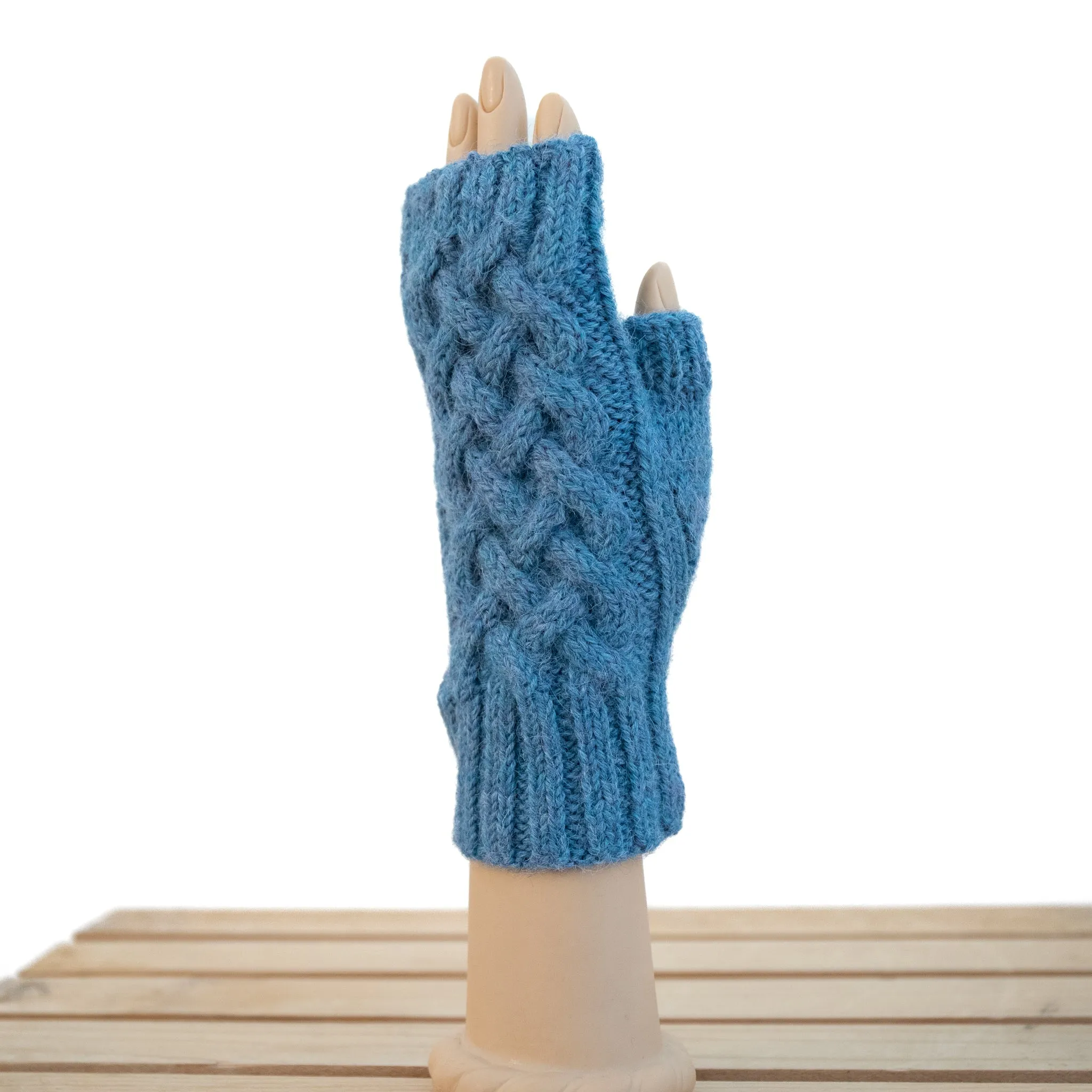 Shadow Cable Fingerless Alpaca Gloves