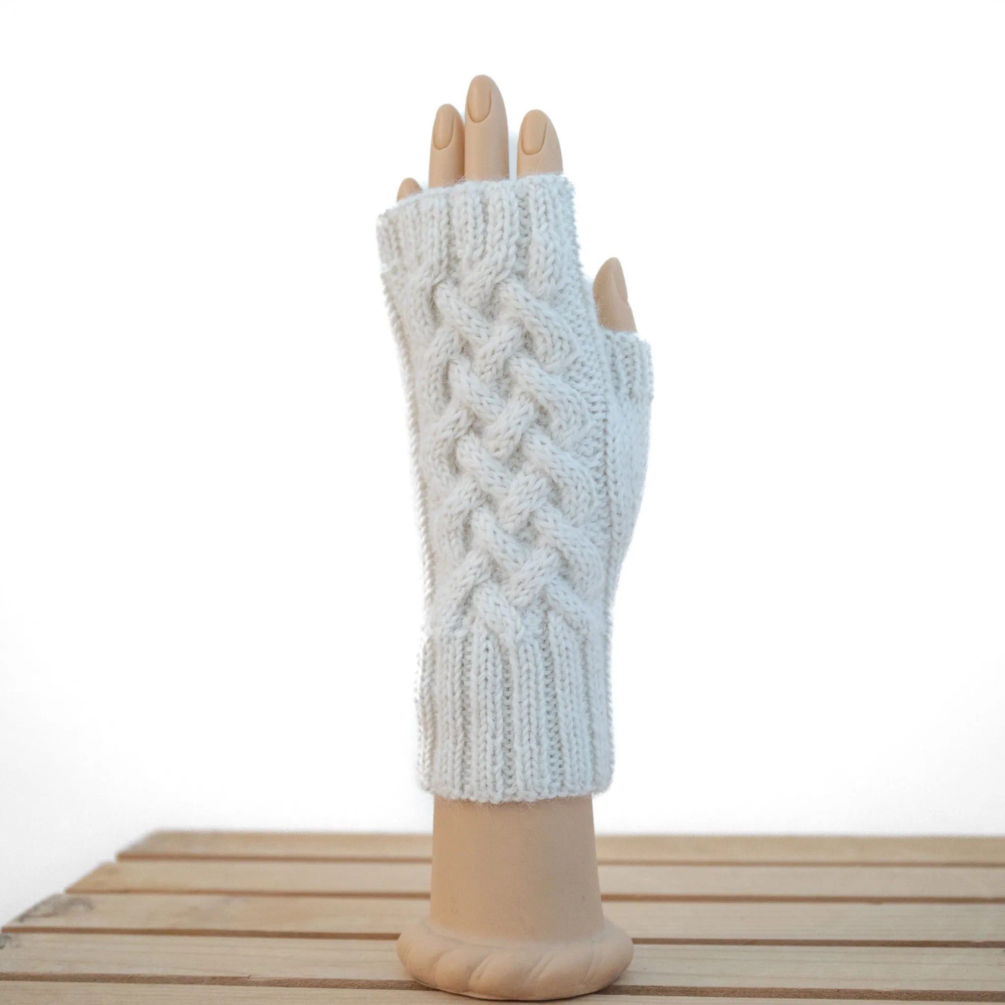 Shadow Cable Fingerless Alpaca Gloves