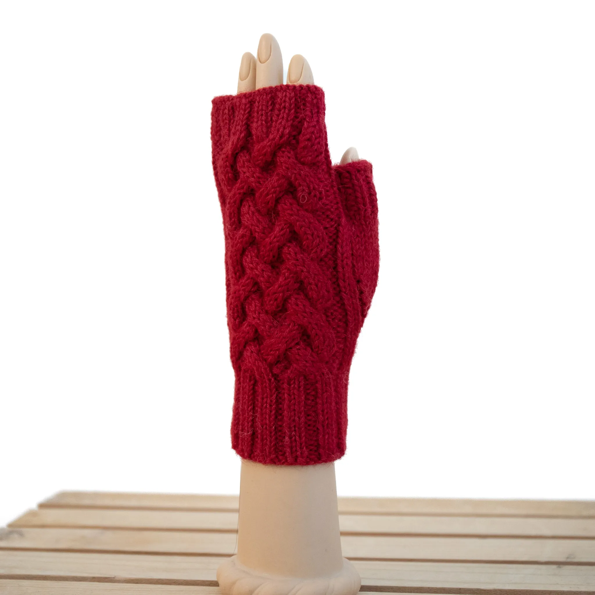 Shadow Cable Fingerless Alpaca Gloves