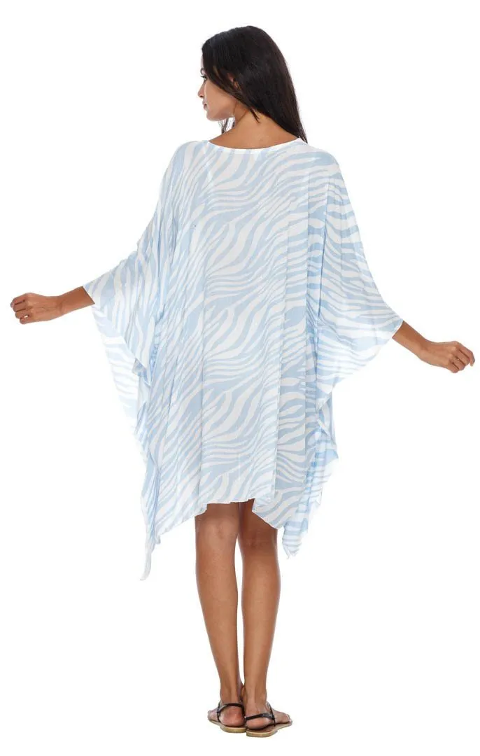 SHU-SHI Women's Short Beach Swimsuit Cover-Up Loose Caftan Poncho Beach Tunic Dress