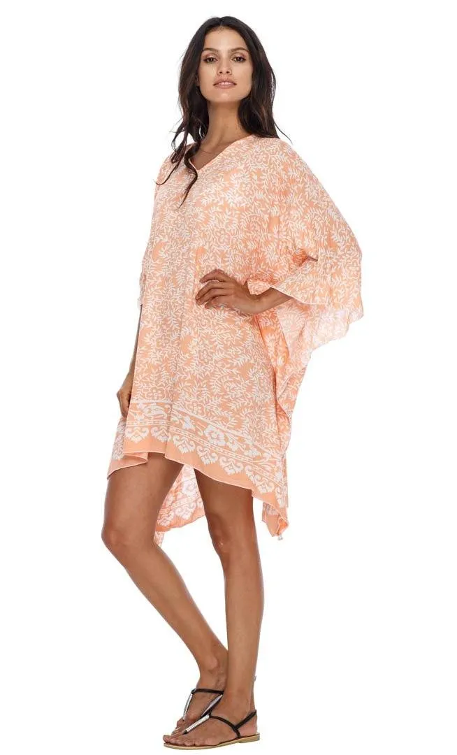 SHU-SHI Women's Short Beach Swimsuit Cover-Up: Loose Caftan Poncho Beach Tunic Dress