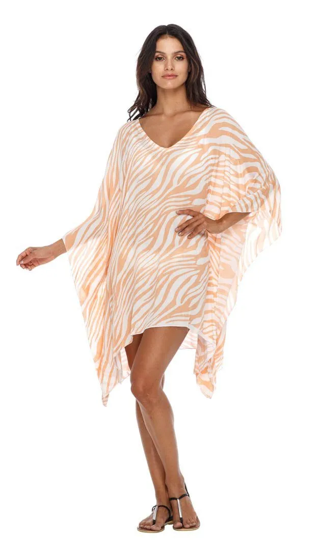 SHU-SHI Women's Short Beach Swimsuit Cover-Up Loose Caftan Poncho Beach Tunic Dress