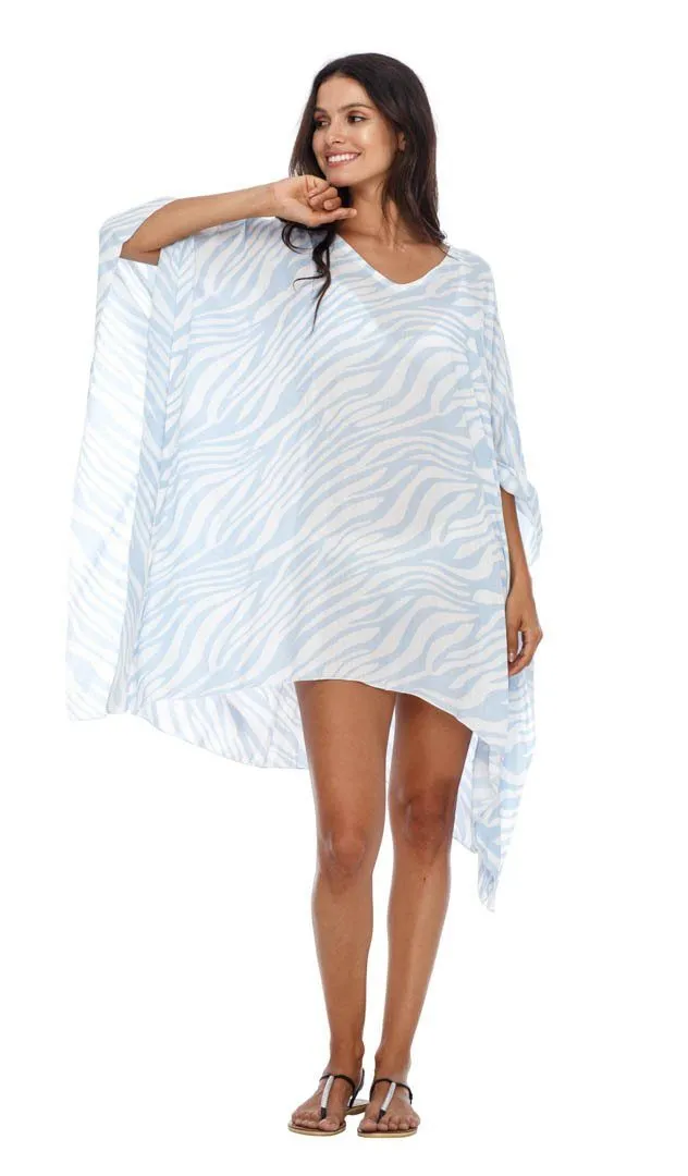 SHU-SHI Women's Short Beach Swimsuit Cover-Up Loose Caftan Poncho Beach Tunic Dress