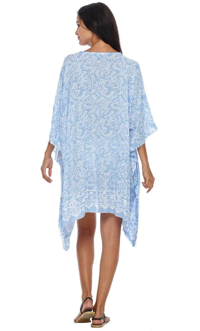 SHU-SHI Women's Short Beach Swimsuit Cover-Up: Loose Caftan Poncho Beach Tunic Dress