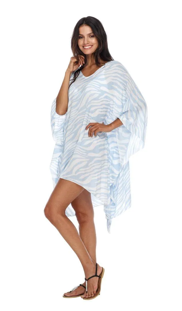 SHU-SHI Women's Short Beach Swimsuit Cover-Up Loose Caftan Poncho Beach Tunic Dress