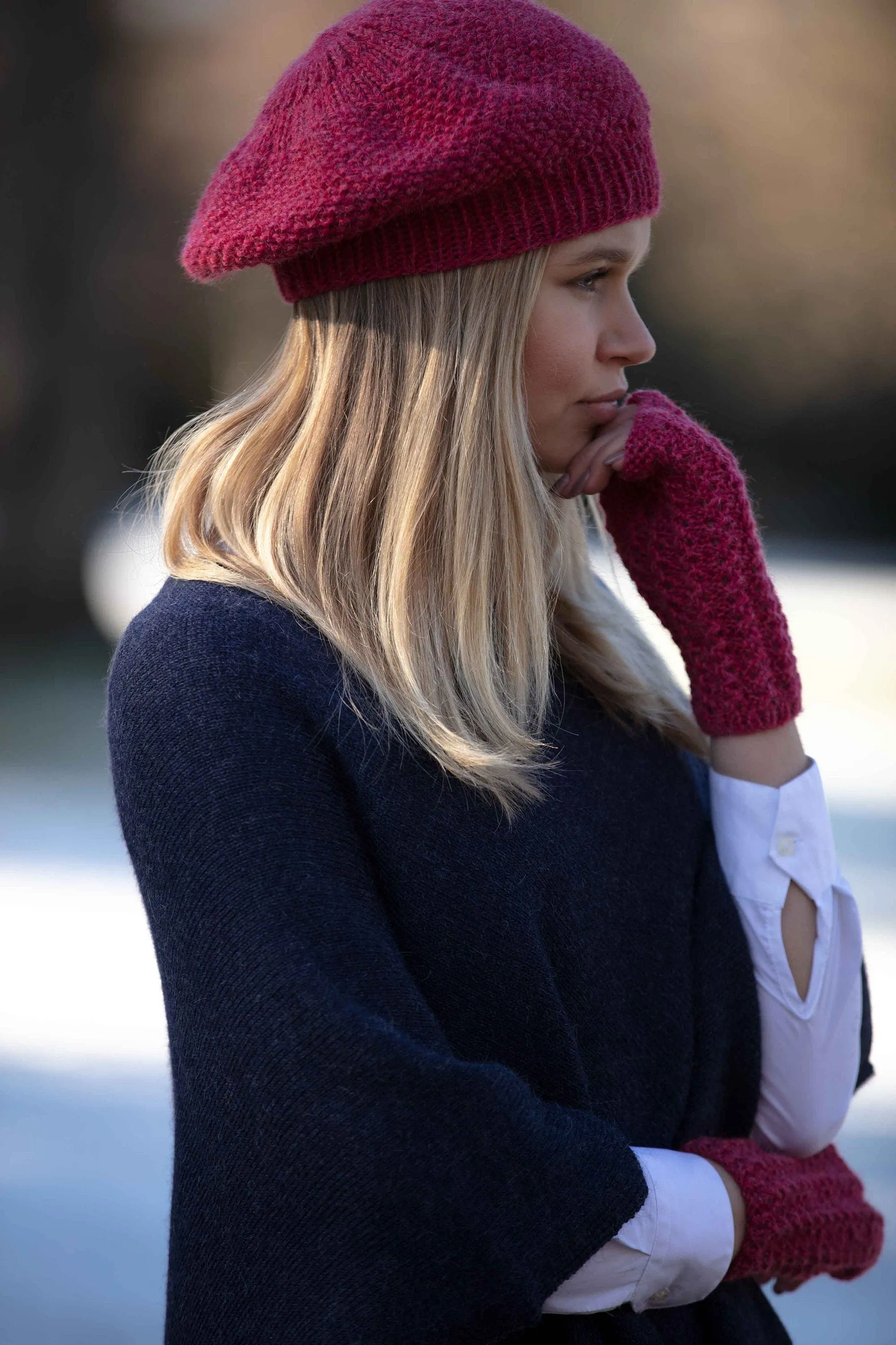 Slouchy hat and wristwarmers set