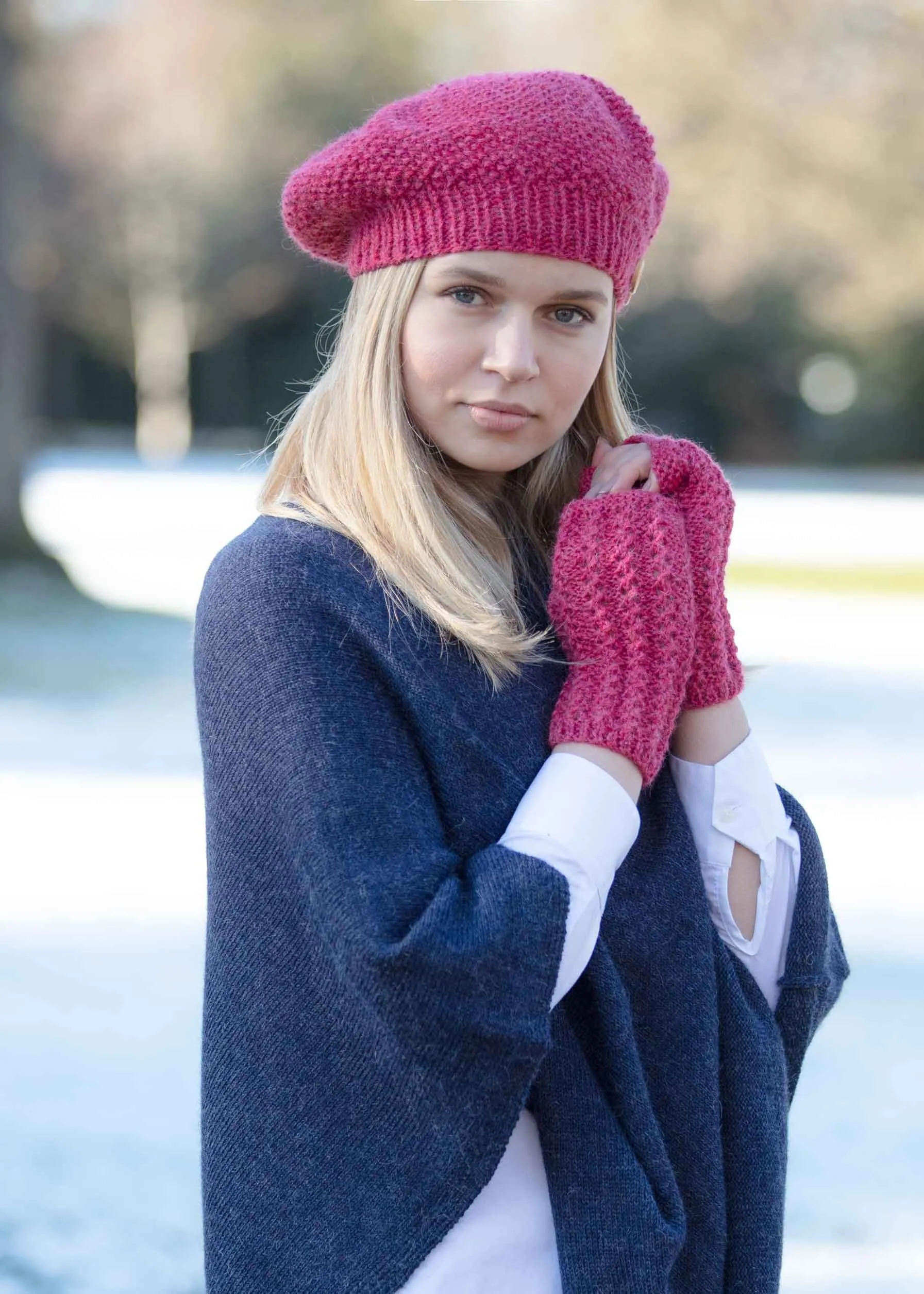 Slouchy hat and wristwarmers set