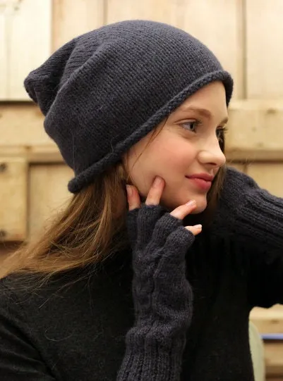 Slouchy hat and wristwarmers set